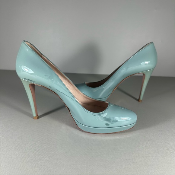 PRADA Milano Pastel Blue Patent Leather Pointed Toe Pumps